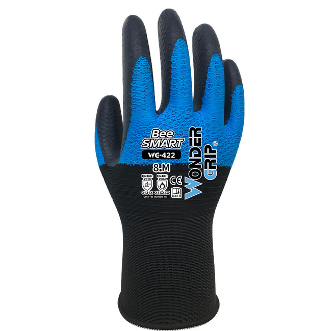 WONDER GRIP 多給力 BEE-SMART 蜂巢舒適耐磨工作手套 WG-422, 黑色 + 藍色, 1雙