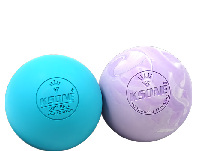 KSONE 筋膜按摩球 一軟一硬兩入組 14 x 4 x 8cm, 湖水藍 + 迷彩紫, 1組