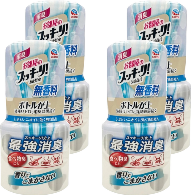 EARTH 地球製藥 Sukki-ri 室內芳香除臭劑 400ml 無味, 4瓶