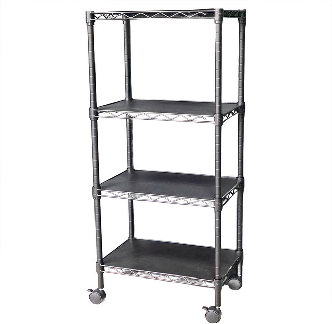 Steel Tycoon 鋼鐵力士 四層架 含PP + 滑輪, 黑色, 1個