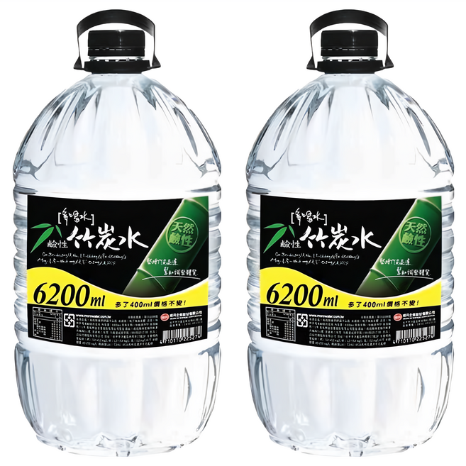 多喝水 鹼性竹炭水, 6.2L, 2瓶