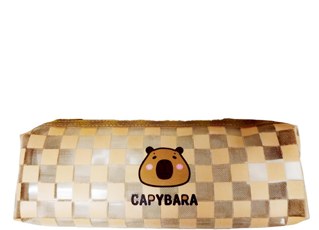 收納王妃 水豚寶網格方型筆袋, 1個, 顏色隨機