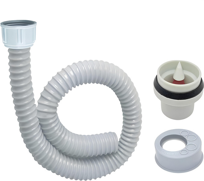 Abiang 錐形排水過濾器 + 水槽軟管 120公分 + 防臭蓋 套組, 1組, 灰色