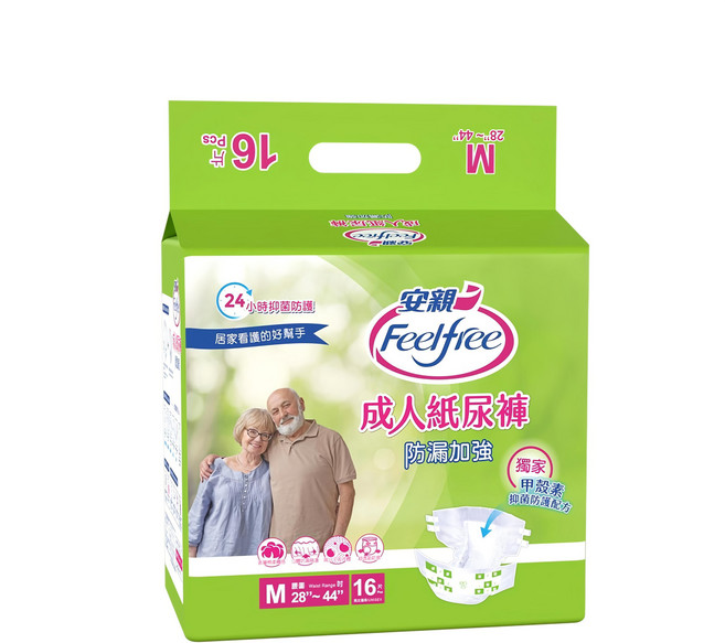 Feelfree 安親 成人紙尿褲 防漏加強型, M(28~44吋), 16片, 1包