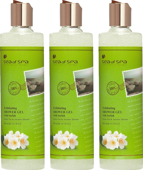 sea of spa 綠茶茉莉去角質沐浴露, 500g, 400ml, 3瓶