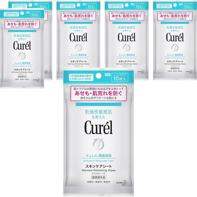 Curel 珂潤 溫和保濕潔膚紙 10張, 6包, 54ml
