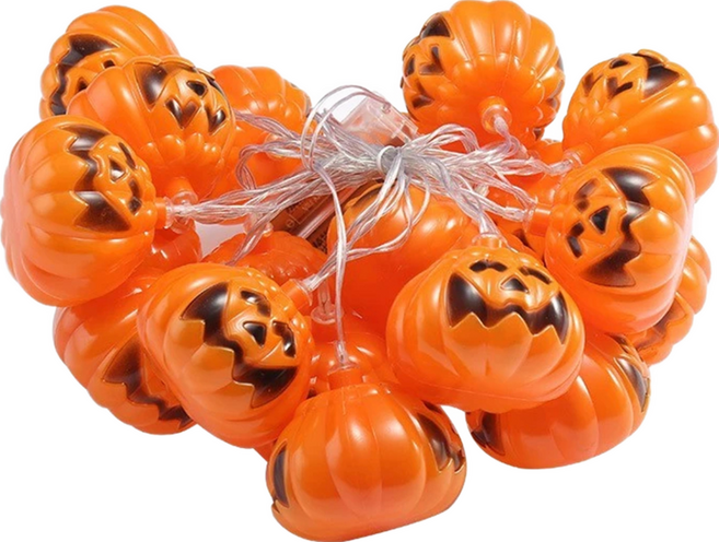 節慶佈置燈串 20顆 3m, 萬聖南瓜 橘色, 1個