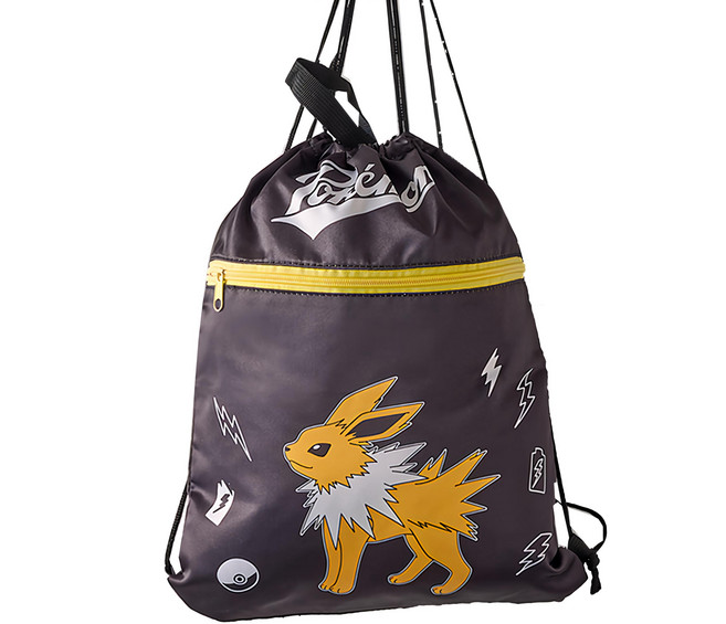 SHIERN-CHIU 廣億實業 寶可夢 束口後背袋 pkm-bag010, 雷伊布 黑色