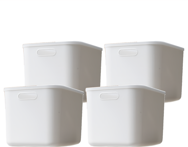 GAKYU Modern Round 收納箱 附蓋子, 白色, 4組