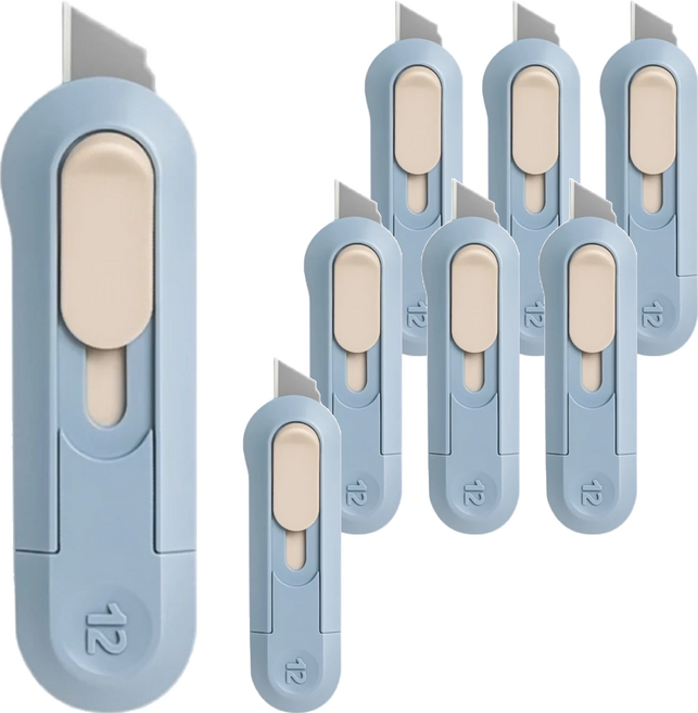 小麥購物 莫蘭迪美工刀 G781 12g, 藍色, 8支