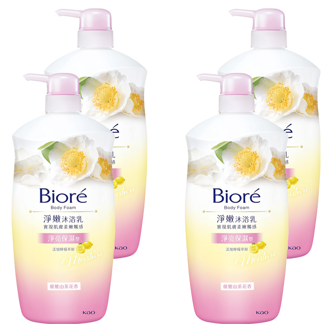 Biore 蜜妮 淨嫩沐浴乳 山茶花 淨亮保濕, 1kg, 4瓶
