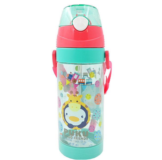 PUKU 藍色企鵝 Tritan水壺 動物萬花筒, 湖水綠, 550ml, 1個