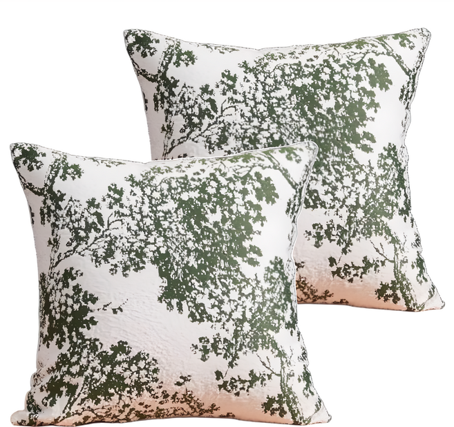 快豹Tree 水墨小香蒲樹抱枕皮套(僅有皮套) 45 x 45cm 綠色 2個