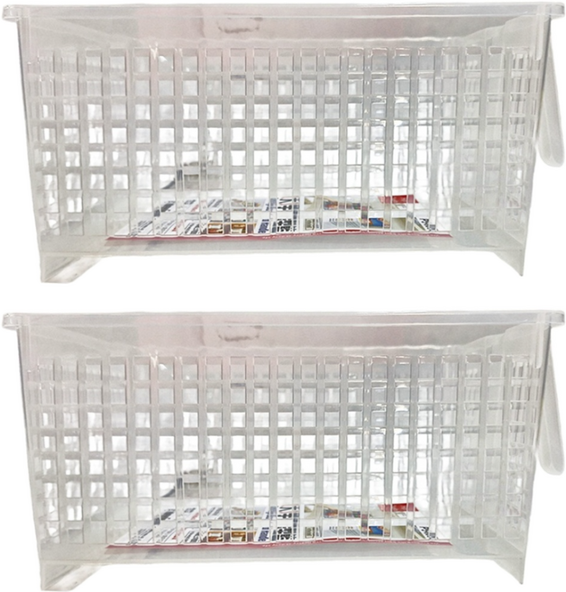 KEYWAY 聯府 櫥櫃手把深型收納籃 大 33.6 x 19.5 x 14.6cm 2件組, 透明, 2組