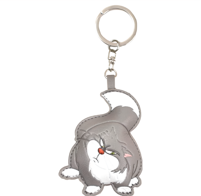 Disney 迪士尼 Q萌鼓鼓皮革鑰匙圈 CA917-10 8.5 x 7.8cm, 魯斯弗全身 灰色, 1個