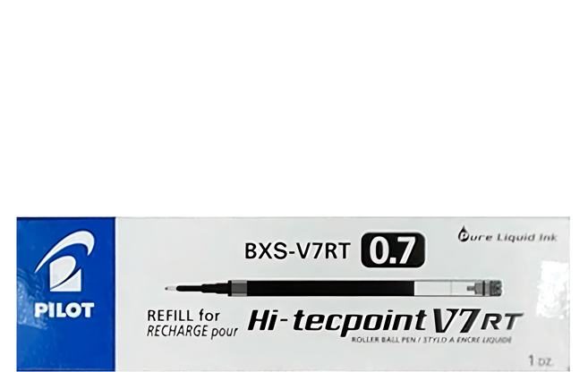 PILOT 百樂 按鍵鋼珠筆芯 BXS-V7RT 0.7 12支, 藍色, 1盒