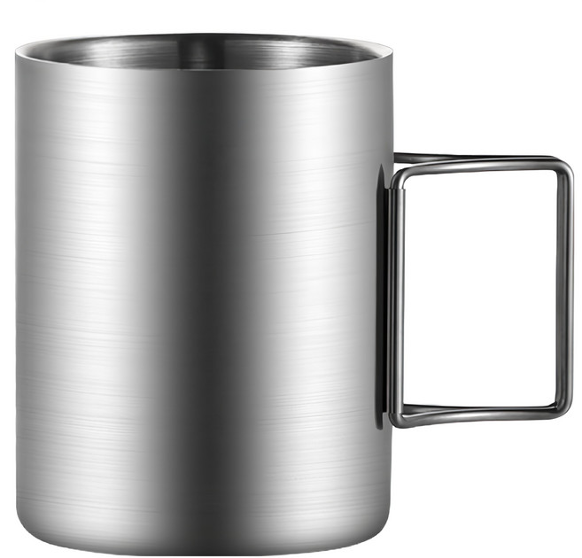 FANCY LIFE 雙層隔熱折疊杯 400ml, 1個, 銀色