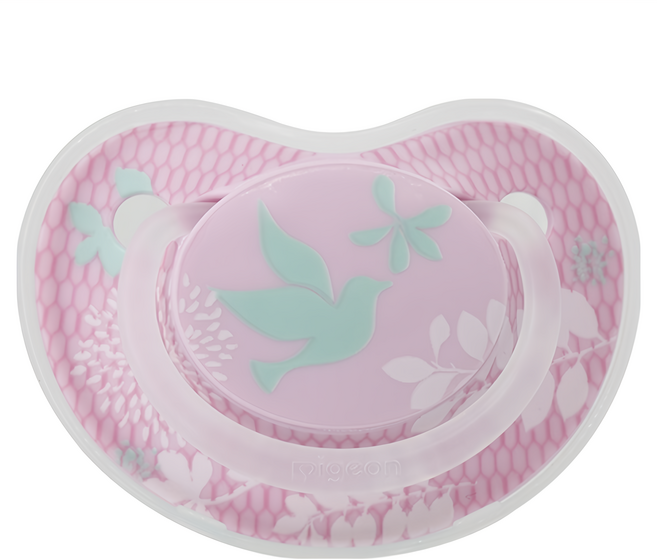 pigeon 貝親 繽紛系列安撫奶嘴, 3M+, 森林白鴿 粉色, 1個