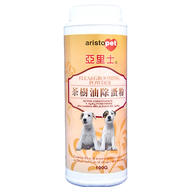 aristopet 亞里士 茶樹油除蚤粉 100g 天然除蚤 適用於各年齡層犬/貓, 橘色, 1瓶