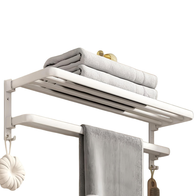 超級工廠 毛巾架/雙折疊架, 白色, 1入