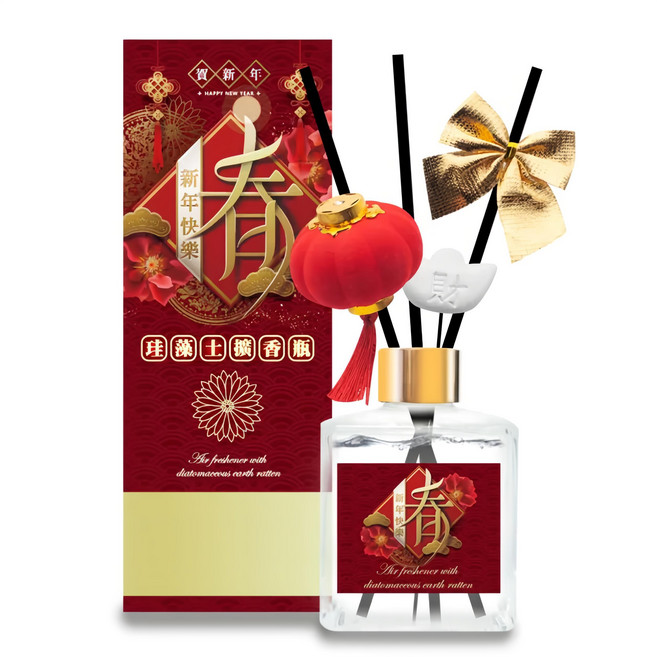 QIDINA 箔金招財香氛珪藻土擴香瓶, 微醺薰衣草, 200ml, 1瓶