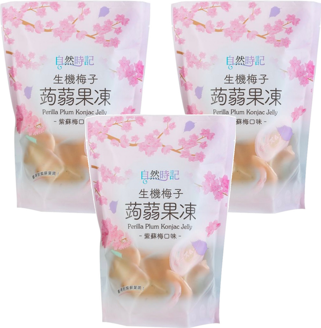 Nature Time 自然時記 生機梅子蒟蒻果凍 紫蘇梅口味, 572g, 3袋