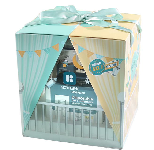 MOTHER-K 拋棄式奶瓶禮盒 250ml, 時尚灰, 1盒