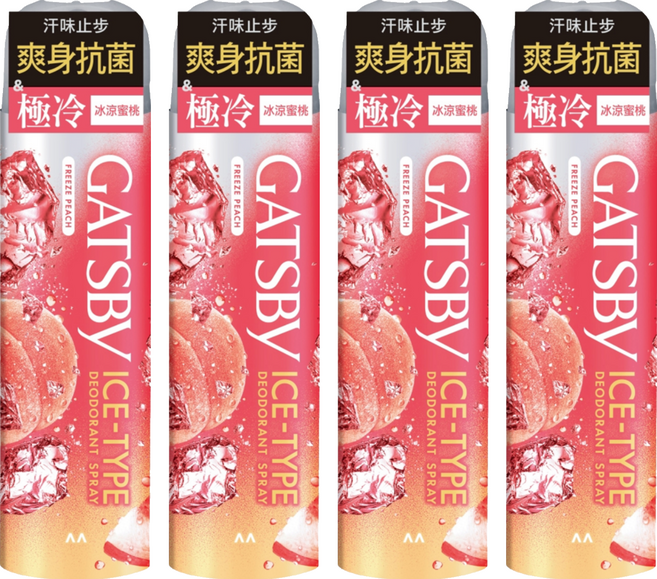 GATSBy 冰漩爽身噴霧 冰涼蜜桃, 216ml, 4瓶
