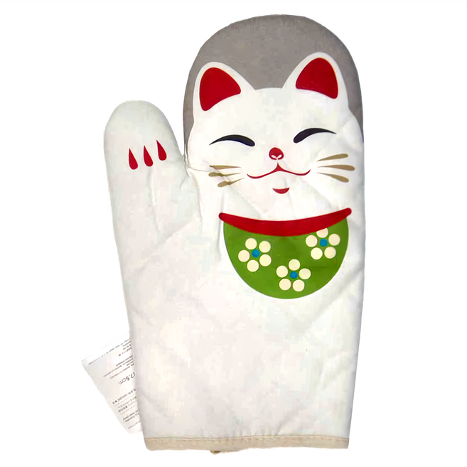 SHIMOYAMA 廚房隔熱手套 招財貓, 白色, 1個