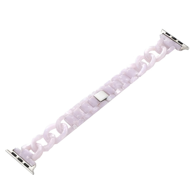 DAYA 經典石紋牛仔鍊單排錶帶 適用於 Apple Watch, 白貝母, 1條