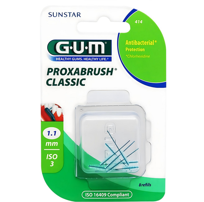 SUNSTAR 三詩達 G.U.M 牙間刷補充組 綠色, 1.1mm, 8支, 1組