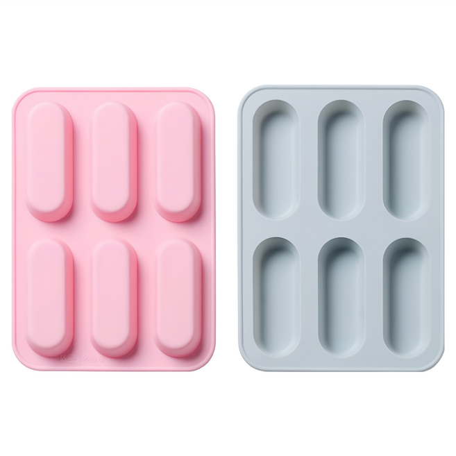 6格冰棒款 矽膠模具, 藍色+粉色, 1組