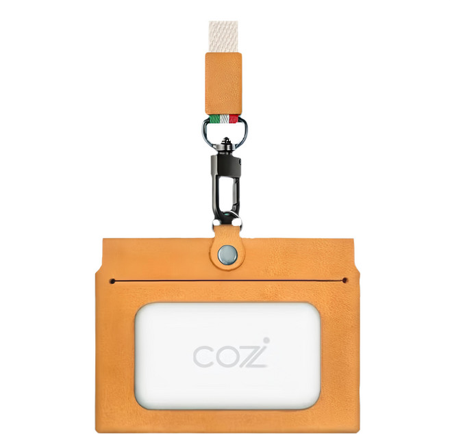 COZi 義大利植鞣革雙面橫式證件夾, 亮駝色, 1個