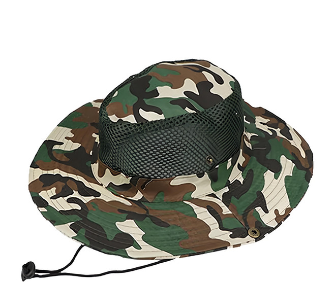 捷華 網狀透氣迷彩登山帽, 咖綠