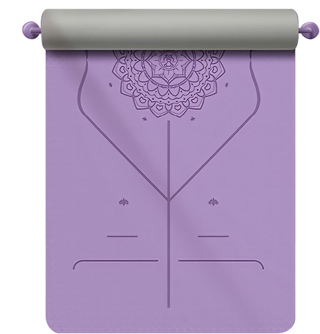 ZHONGOU 長紅 TPE加厚款正位線防滑雙色瑜珈墊 厚6mm TP68 贈綁帶+背袋+拉力繩或拍拍球(顏色款式隨機), 紫色, 1組