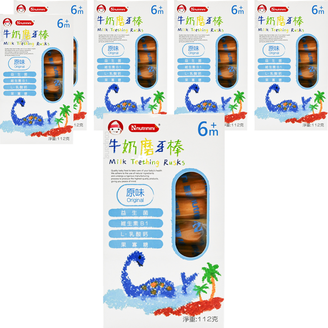 Nnutrinini 脆妮妮 牛奶磨牙棒 6個月以上, 原味, 112g, 6盒