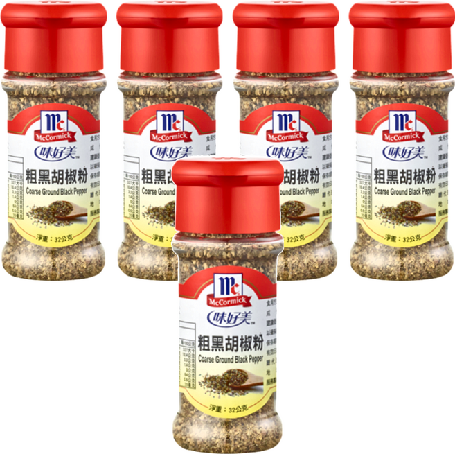 McCormick 味好美 調味料 粗粒黑胡椒粉, 32g, 5瓶