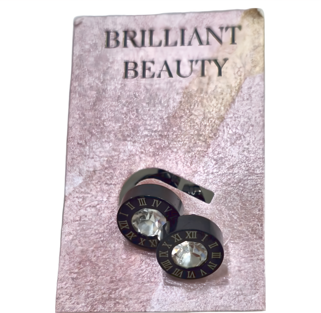 Brilliant Beauty 耀眼美人 奪目羅馬數字鋯石鑽醫療鈦鋼耳環