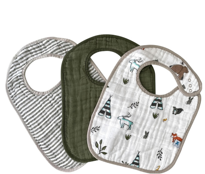 little unicorn 純棉圍兜3件組, 動物森林, 3件, 1組