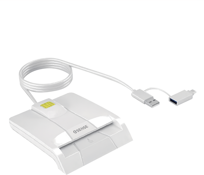 ESENSE 逸盛 CR7 Type-C 雙用ATM智慧晶片讀卡機 支援 Type-C 和 USB-A 雙介面 適用於健保卡、工商憑證和自然人憑證, 1個