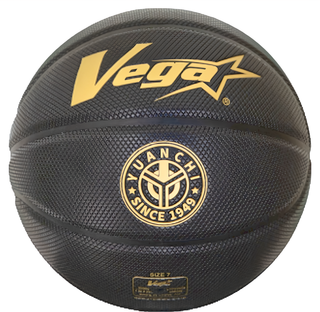 台灣 Vega 十字紋合成皮籃球 黑色, OBU-2800BK, 1個