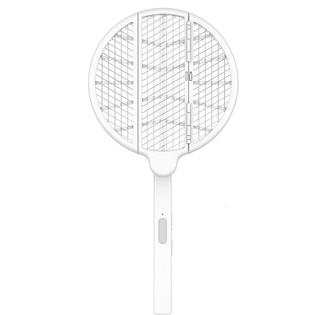 ANTIAN 2合1多功能充電式可折疊電蚊拍/隨身露營滅蚊拍/自動誘蚊滅蚊燈/捕蚊器, 白色