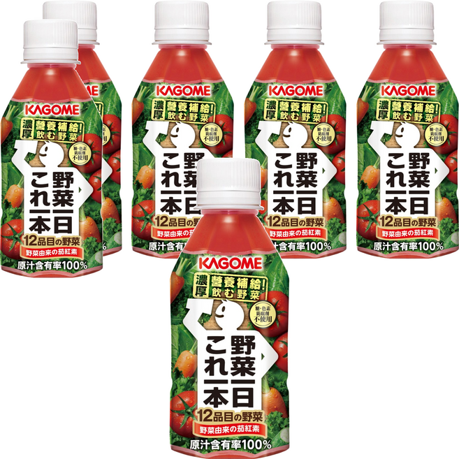 KAGOME 可果美 野菜一日100%綜合蔬果汁, 280ml, 6瓶