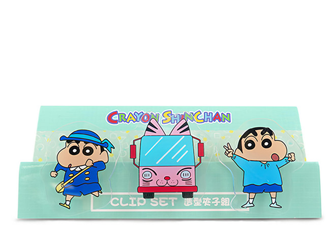Miravivi 蠟筆小新 造型夾3件組, 1組, 幼兒園 綠色 + 藍色 + 粉色