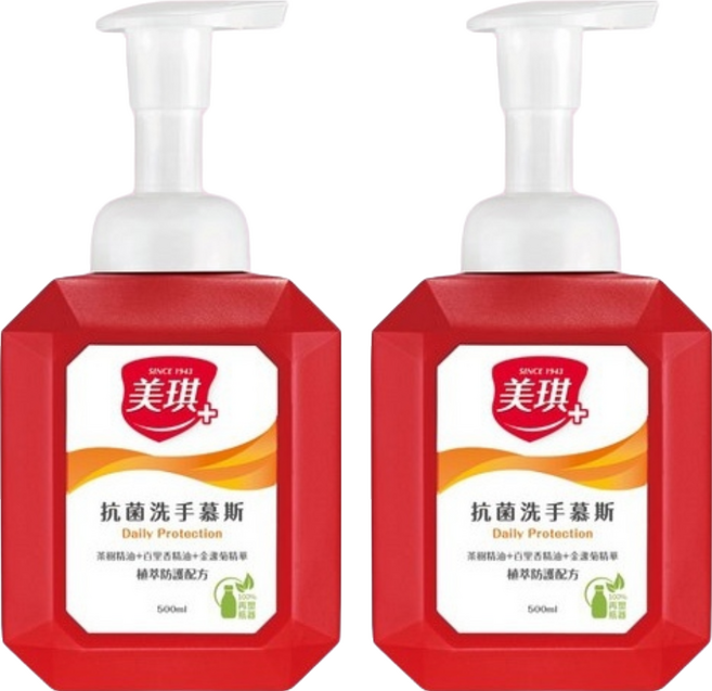 美琪 抗菌洗手慕斯, 500ml, 2瓶