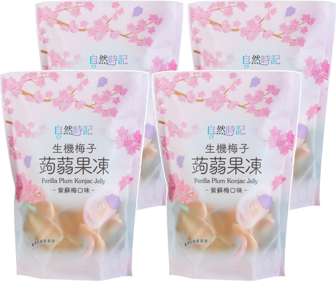 Nature Time 自然時記 生機梅子蒟蒻果凍 紫蘇梅口味, 572g, 4袋