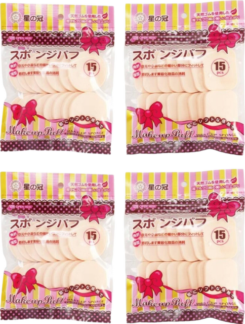 STAR KING 星之冠 圓形粉撲 15入, 白色, 4包
