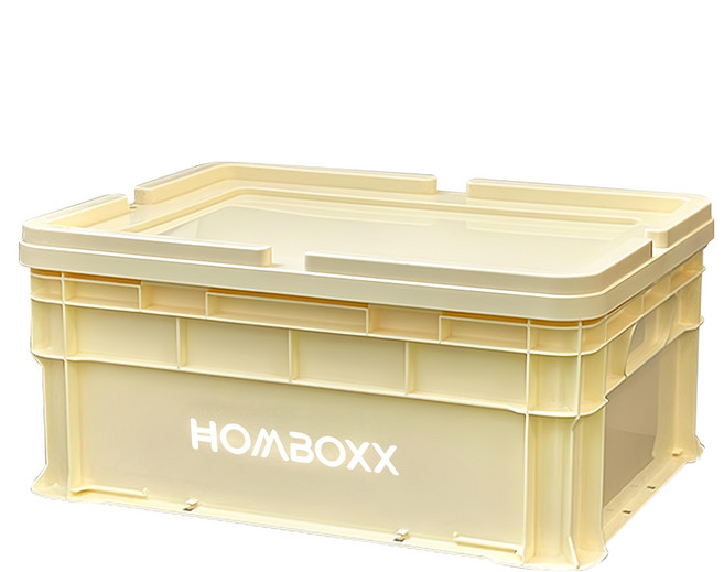 FAmILyLIFE 生活 粗曠風可疊加耐重收納箱 + 上蓋, 奶油白, 1個