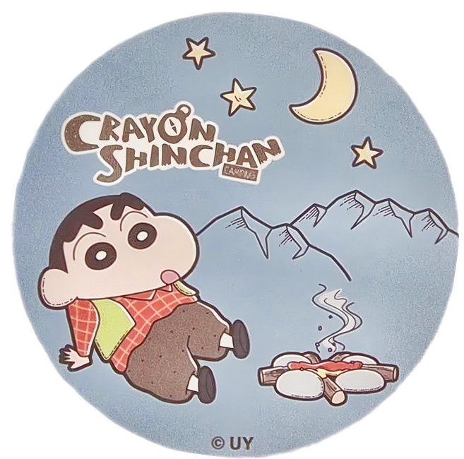 收納王妃 蠟筆小新 軟式圓形珪藻土杯墊 2個, 登山 藍色, 1組