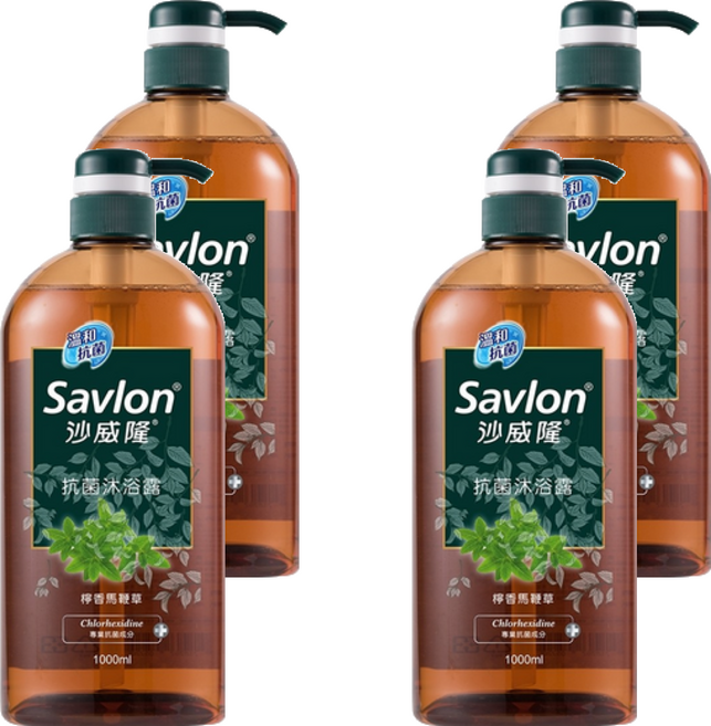 Savlon 沙威隆 抗菌沐浴露 檸香馬鞭草, 1L, 4件